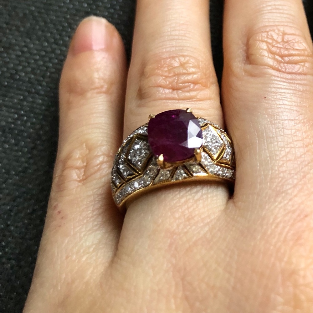 Ruby Ring With Encrusted Diamonds - image 8